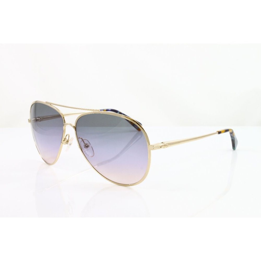 Longchamp Sunglasses Women's Aviator LO104S Color 719 Gold Blue Metal Size 61mm